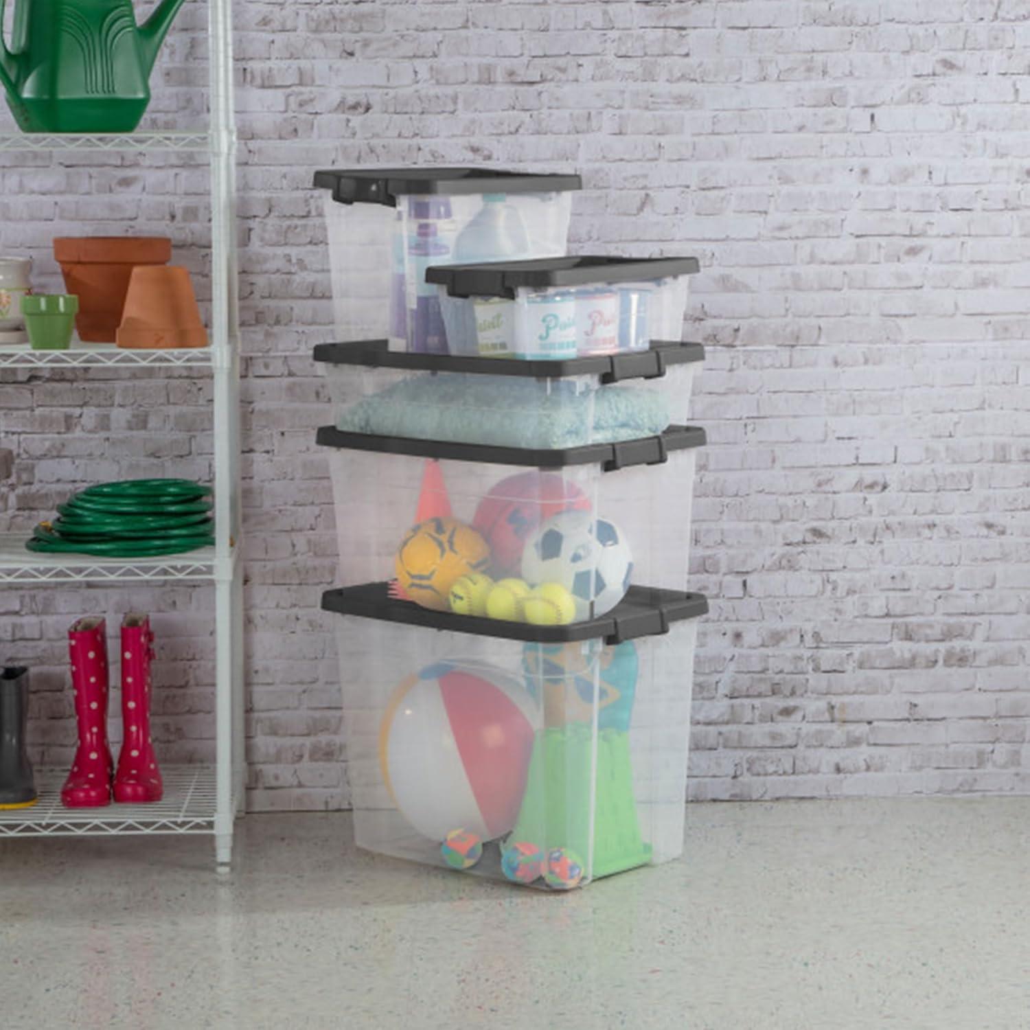 Sterilite 4-Pack Modular Stacker Box, Durable Clear Plastic Storage ...