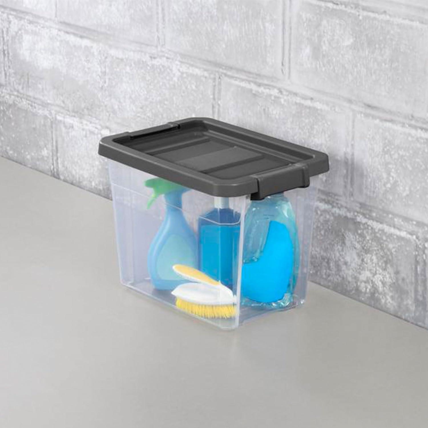 imageSterilite 4Pack Modular Stacker Box Durable Clear Plastic Storage Bins with Latching Lids 108 Quart Stackable Organizing Container Boxes for Closet Bathroom and Office30 Quart