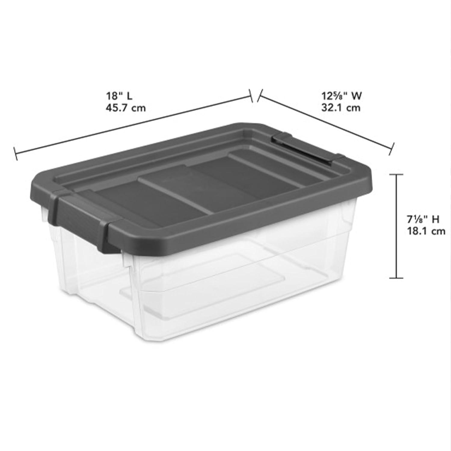 imageSterilite 4Pack Modular Stacker Box Durable Clear Plastic Storage Bins with Latching Lids 108 Quart Stackable Organizing Container Boxes for Closet Bathroom and Office16 Quart