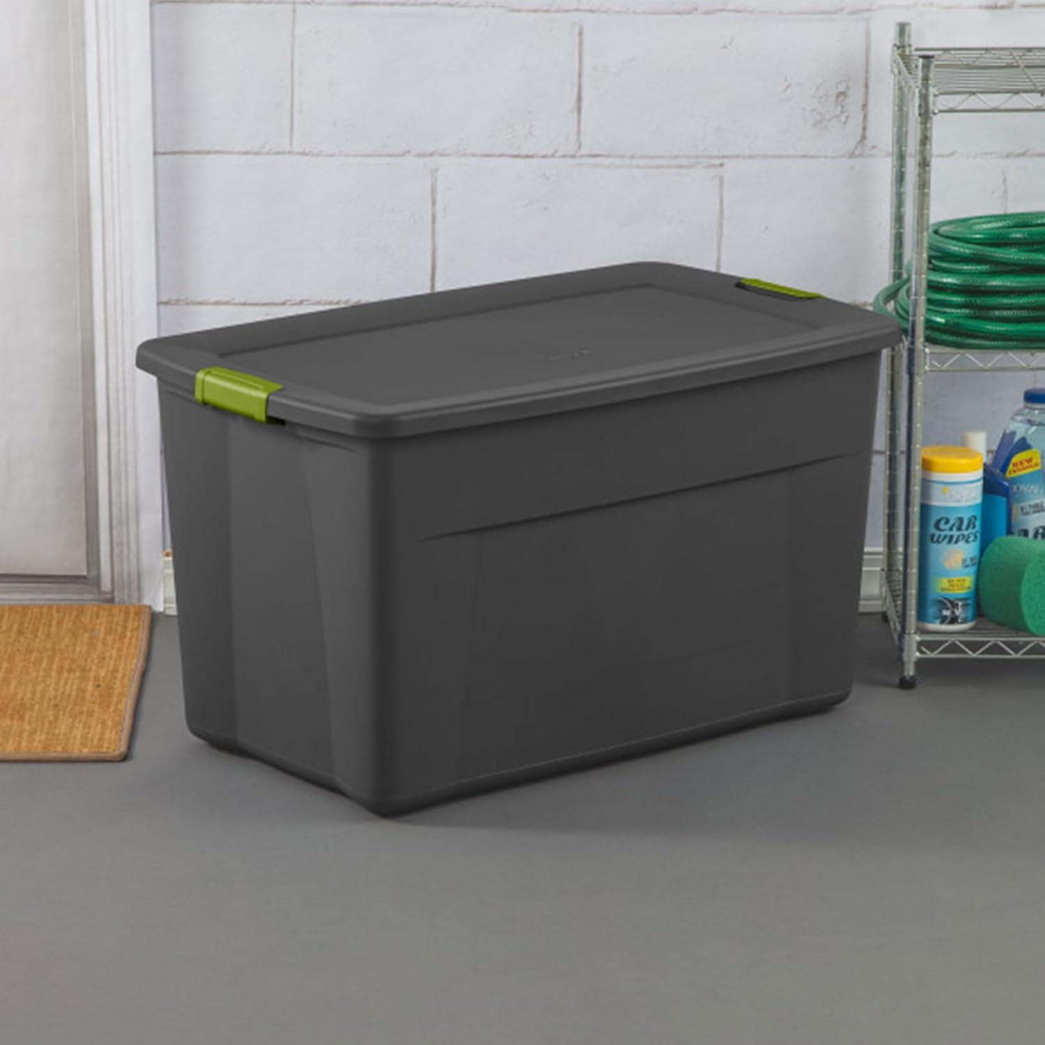 imageSterilite 4Pack Storage Bins with Lids Extra Large Tote Bin Containers 35 Gallon Gray35 Gallon