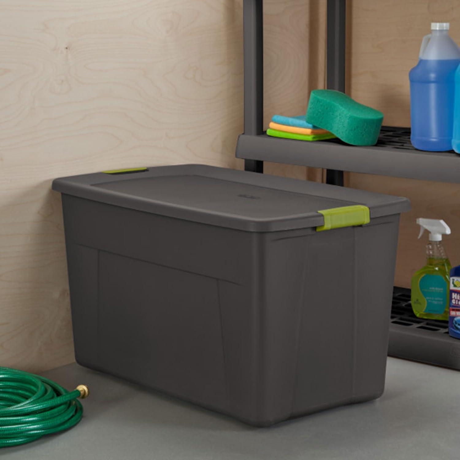imageSterilite 4Pack Storage Bins with Lids Extra Large Tote Bin Containers 35 Gallon Gray35 Gallon