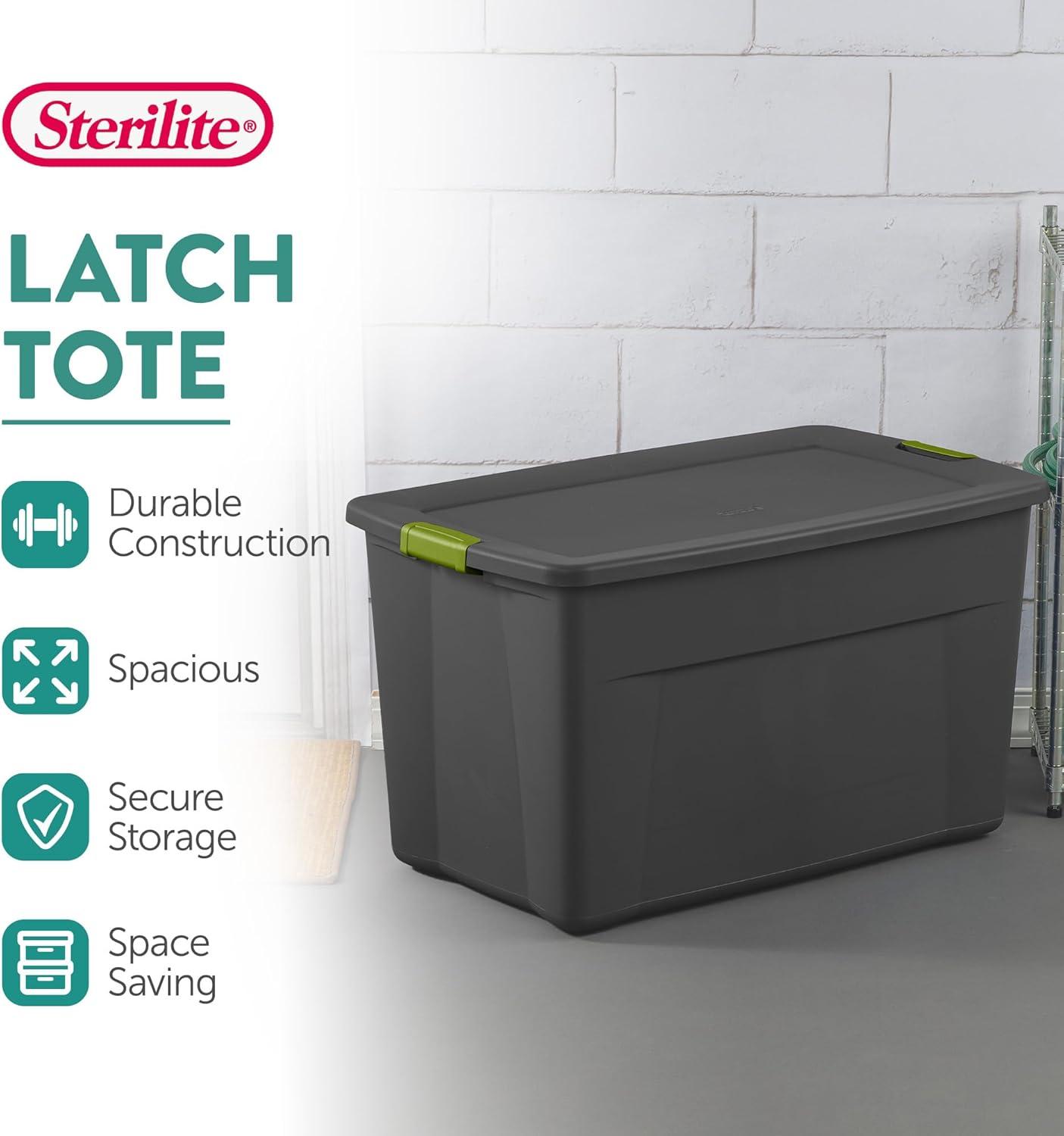 imageSterilite 4Pack Storage Bins with Lids Extra Large Tote Bin Containers 35 Gallon Gray35 Gallon