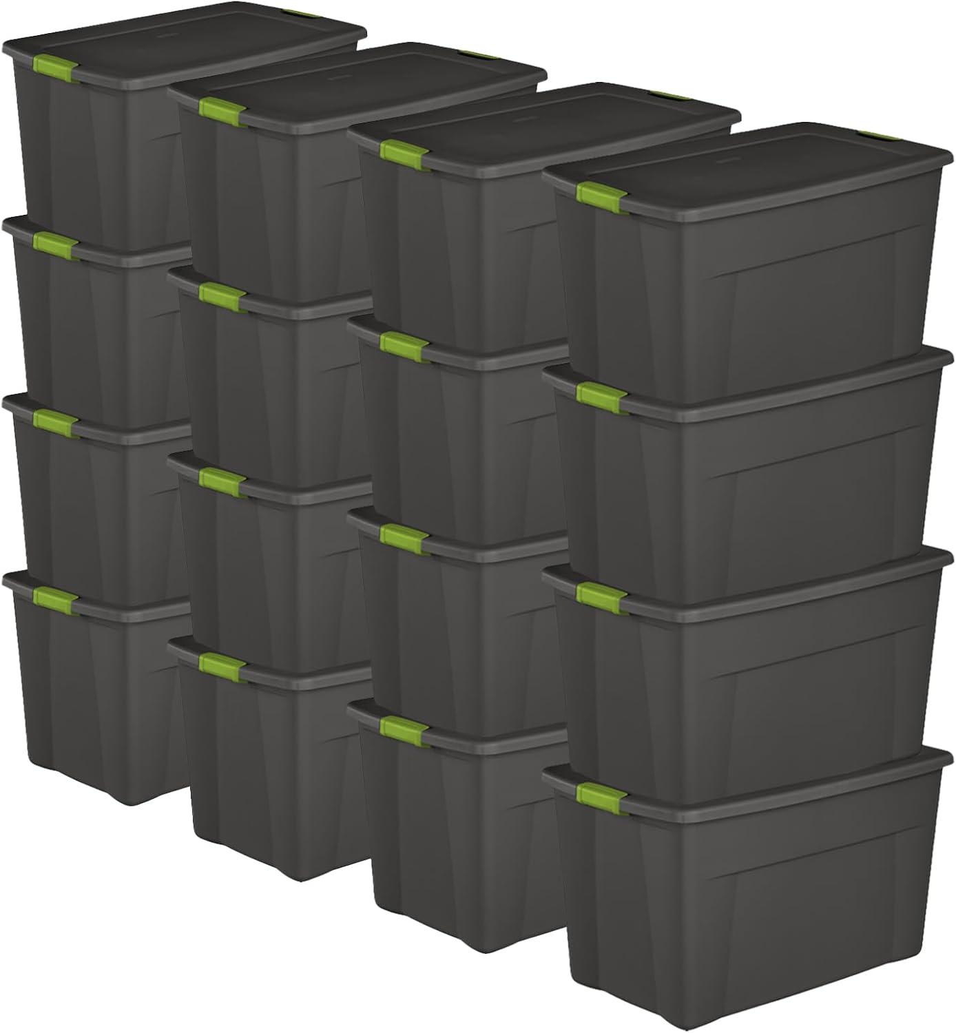 imageSterilite 4Pack Storage Bins with Lids Extra Large Tote Bin Containers 35 Gallon Gray35 Gallon