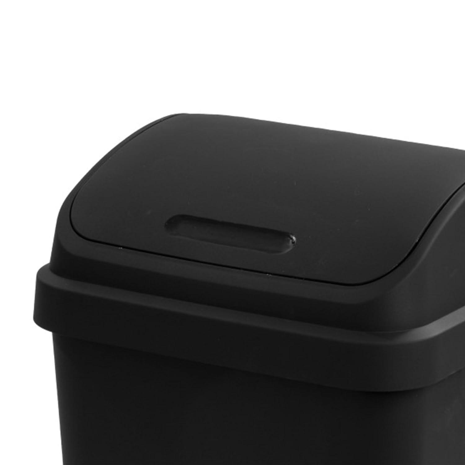 imageSterilite 4Pack Swing Top Wastebasket Sleek Square Profile Trash Can 13 Gallon Black Modern Garbage Bin for Kitchen Bathroom Garage and Workspace Fits 13 Gal LinersBlack