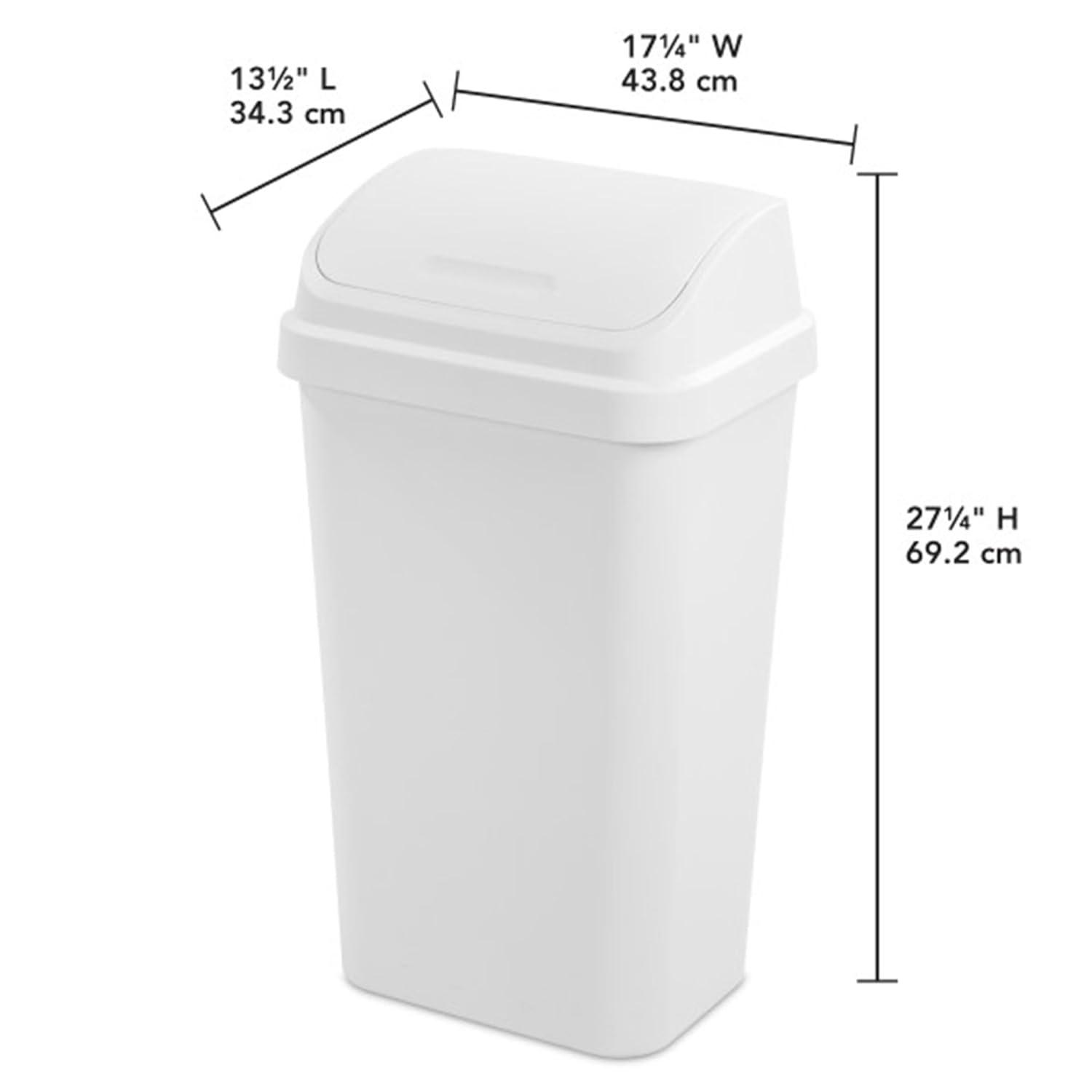 imageSterilite 4Pack Swing Top Wastebasket Sleek Square Profile Trash Can 13 Gallon Black Modern Garbage Bin for Kitchen Bathroom Garage and Workspace Fits 13 Gal LinersClear