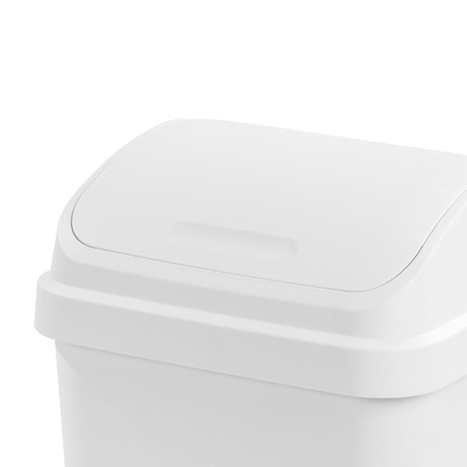 imageSterilite 4Pack Swing Top Wastebasket Sleek Square Profile Trash Can 13 Gallon Black Modern Garbage Bin for Kitchen Bathroom Garage and Workspace Fits 13 Gal LinersWhite