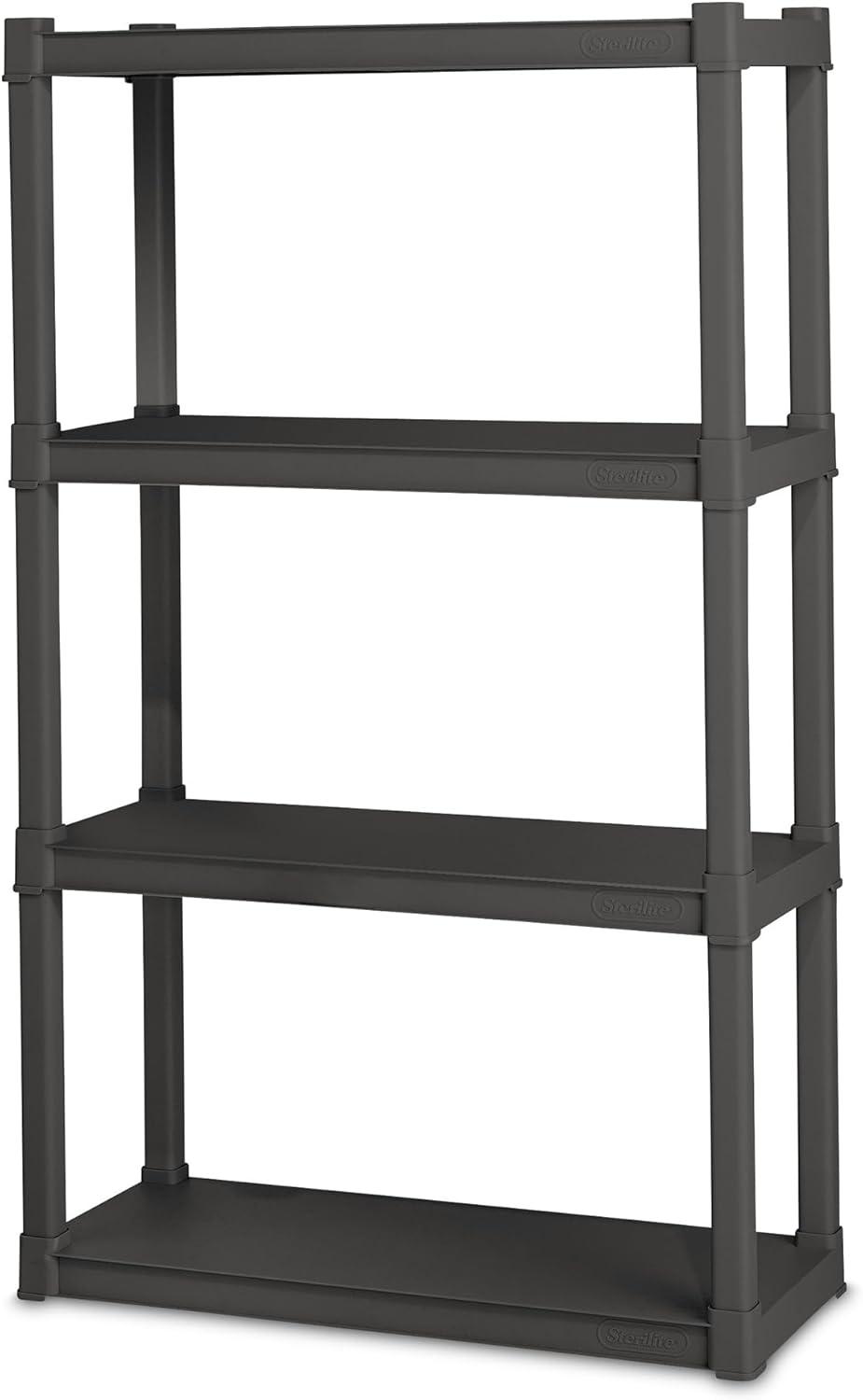 imageSterilite 5 Shelf Unit HeavyDuty Shelving Storage Rack for Home and Garage Gray Multipurpose Plastic Organizer Shelves for Smart Organization4 Shelf