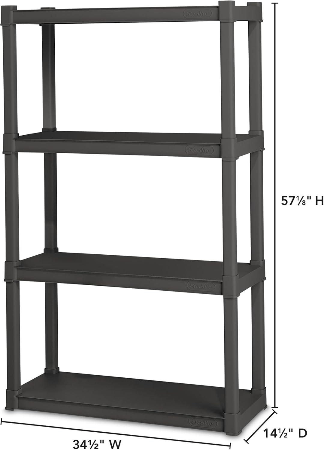 imageSterilite 5 Shelf Unit HeavyDuty Shelving Storage Rack for Home and Garage Gray Multipurpose Plastic Organizer Shelves for Smart Organization4 Shelf