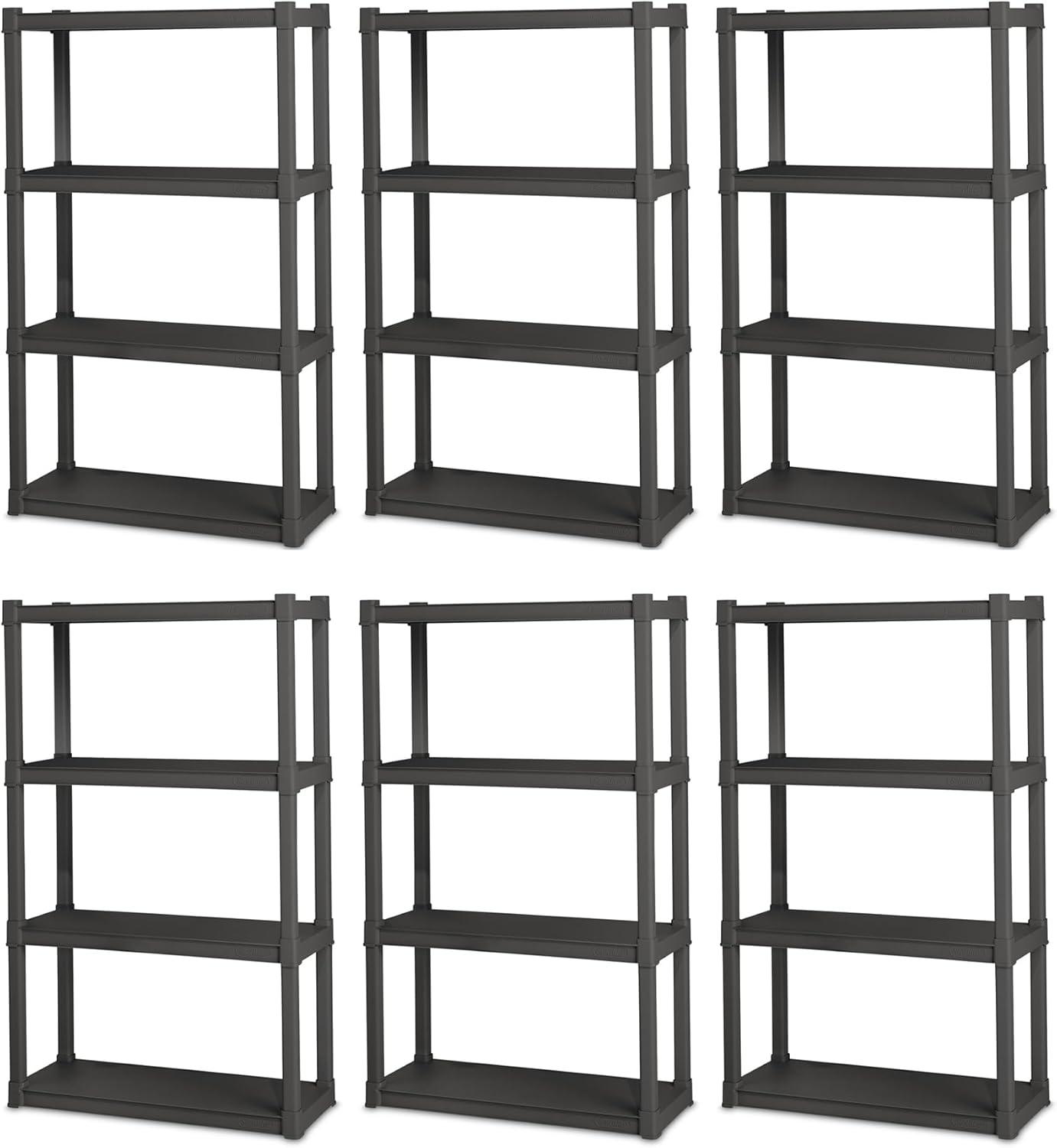 imageSterilite 5 Shelf Unit HeavyDuty Shelving Storage Rack for Home and Garage Gray Multipurpose Plastic Organizer Shelves for Smart Organization4 Shelf