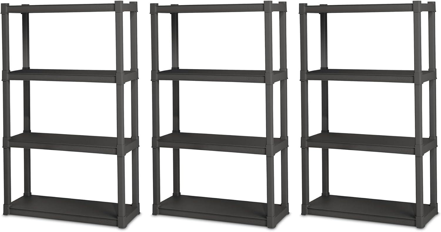 imageSterilite 5 Shelf Unit HeavyDuty Shelving Storage Rack for Home and Garage Gray Multipurpose Plastic Organizer Shelves for Smart Organization4 Shelf