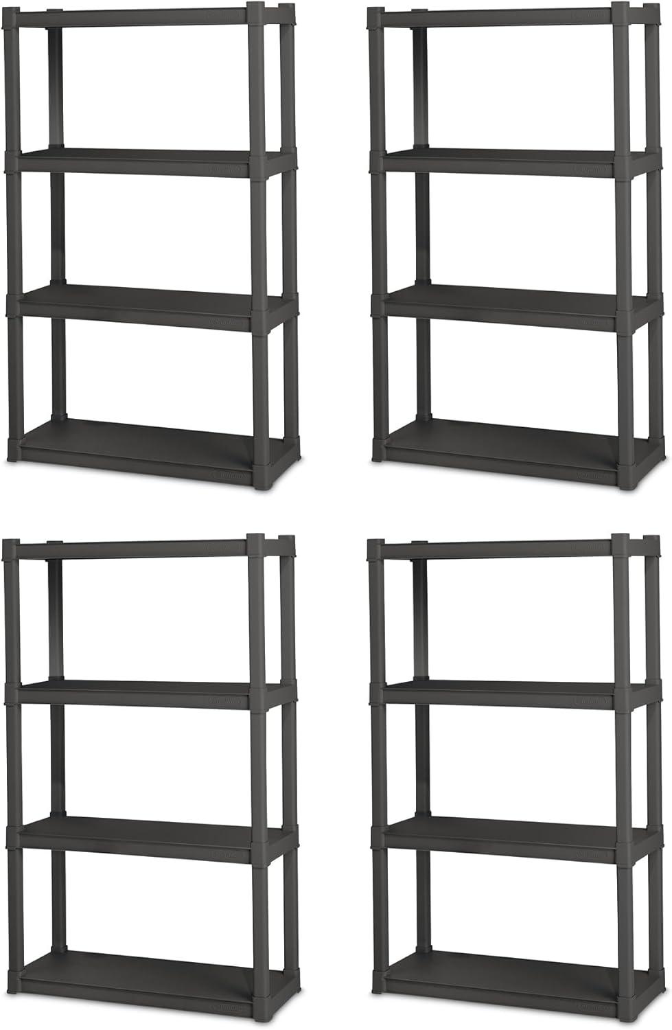 imageSterilite 5 Shelf Unit HeavyDuty Shelving Storage Rack for Home and Garage Gray Multipurpose Plastic Organizer Shelves for Smart Organization4 Shelf