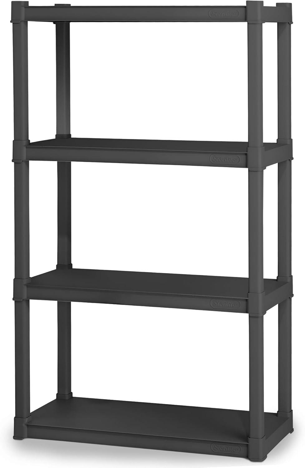imageSterilite 5 Shelf Unit HeavyDuty Shelving Storage Rack for Home and Garage Gray Multipurpose Plastic Organizer Shelves for Smart Organization4 Shelf