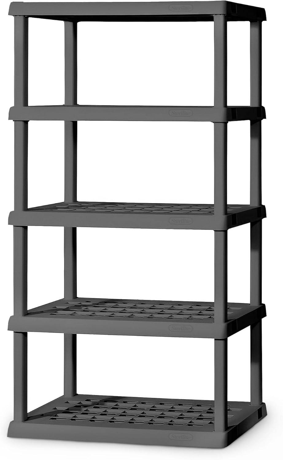 imageSterilite 5 Shelf Unit HeavyDuty Shelving Storage Rack for Home and Garage Gray Multipurpose Plastic Organizer Shelves for Smart Organization5 Shelf