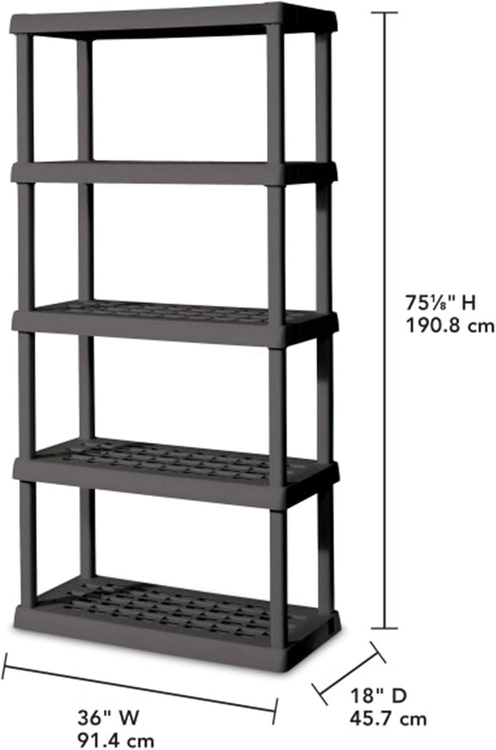 imageSterilite 5 Shelf Unit HeavyDuty Shelving Storage Rack for Home and Garage Gray Multipurpose Plastic Organizer Shelves for Smart Organization5 Shelf