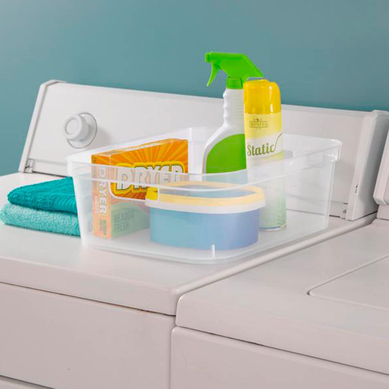 imageSterilite 525 x 1225 x 15 Inch Medium Modern Storage Bin wComfortable Carry Through Handles amp Banded Rim for Household Organization Clear 8 PackClear