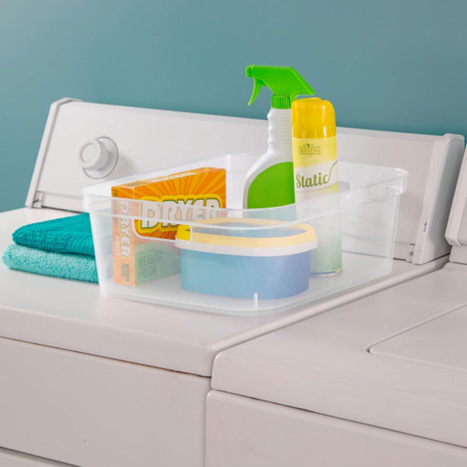 imageSterilite 525 x 1225 x 15 Inch Medium Modern Storage Bin wComfortable Carry Through Handles amp Banded Rim for Household Organization Clear 8 PackClear