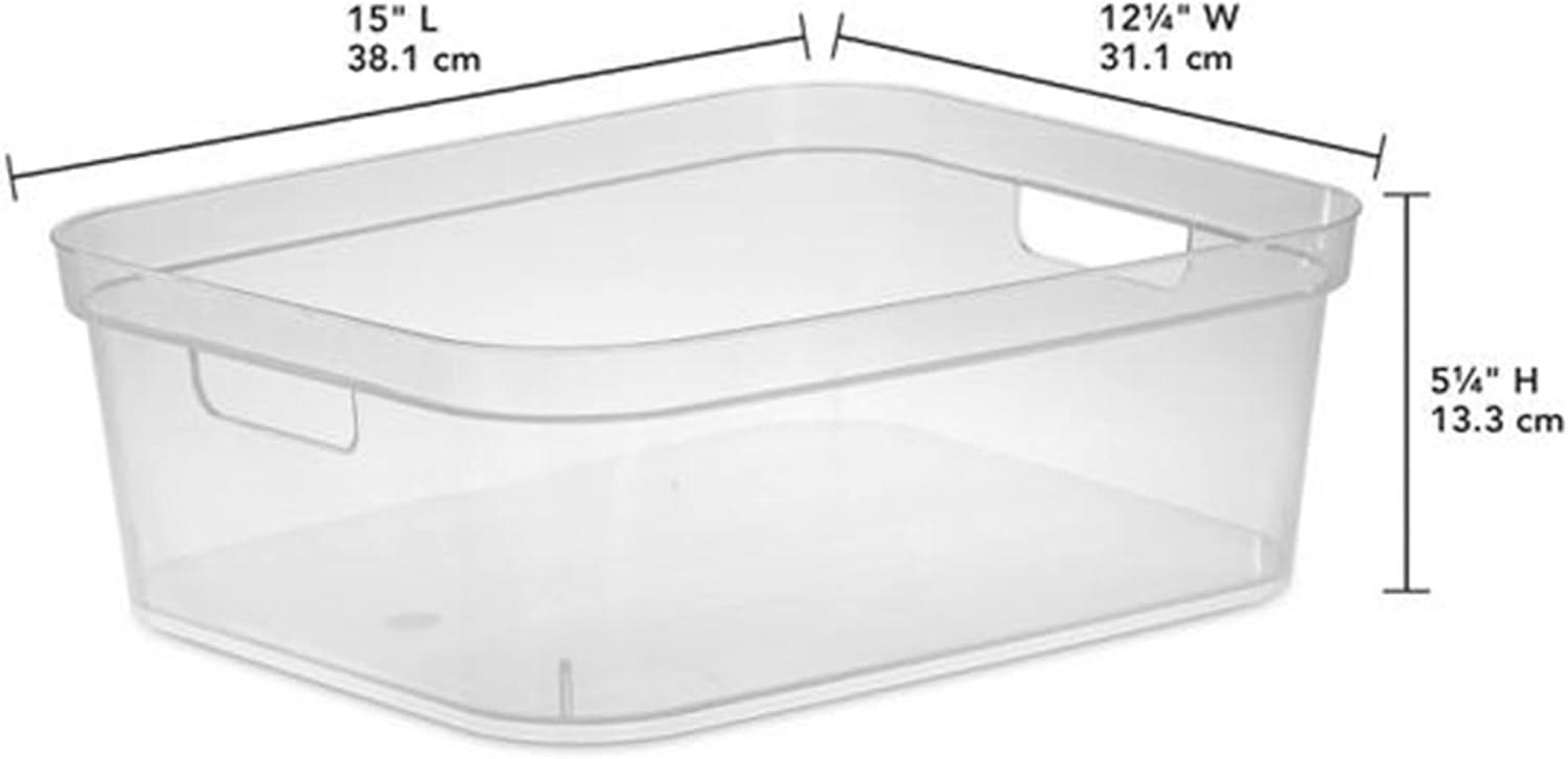 imageSterilite 525 x 1225 x 15 Inch Medium Modern Storage Bin wComfortable Carry Through Handles amp Banded Rim for Household Organization Clear 8 PackClear