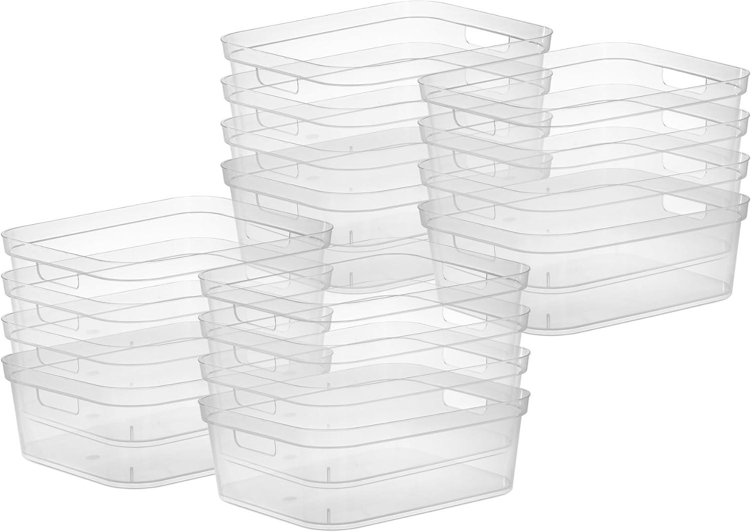 imageSterilite 525 x 1225 x 15 Inch Medium Modern Storage Bin wComfortable Carry Through Handles amp Banded Rim for Household Organization Clear 8 PackClear
