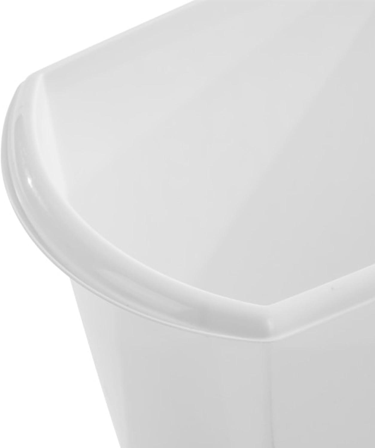 imageSterilite 55 Gallon Rectangular Wastebasket Opentop Medium Sized Trash Can for the Bathroom Bedroom or Office White 6Pack