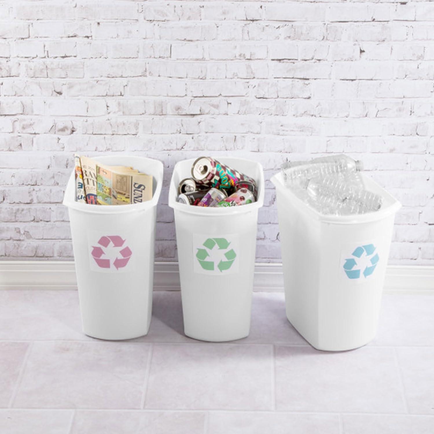 imageSterilite 55 Gallon Rectangular Wastebasket Opentop Medium Sized Trash Can for the Bathroom Bedroom or Office White 6Pack