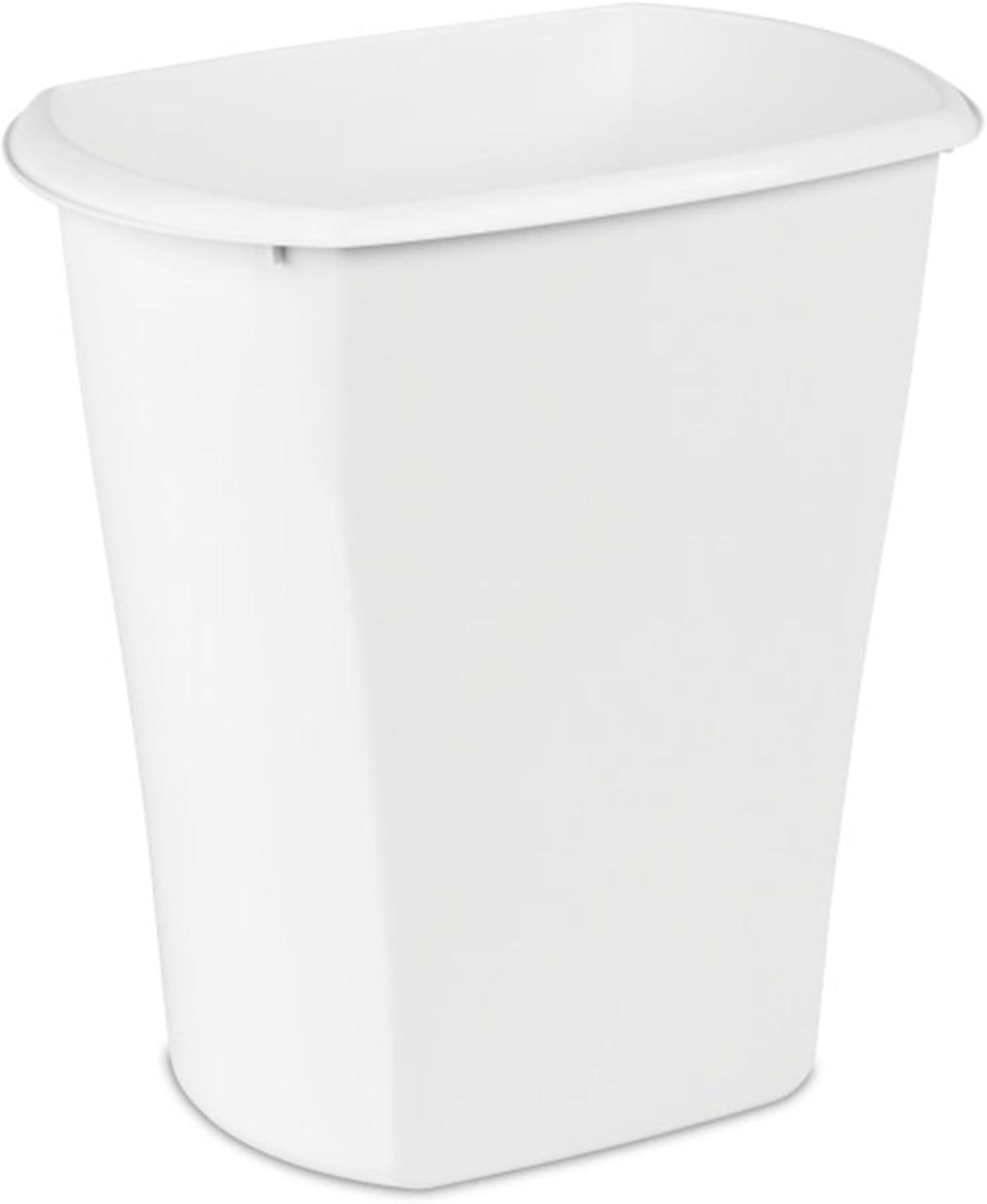 imageSterilite 55 Gallon Rectangular Wastebasket Opentop Medium Sized Trash Can for the Bathroom Bedroom or Office White 6Pack