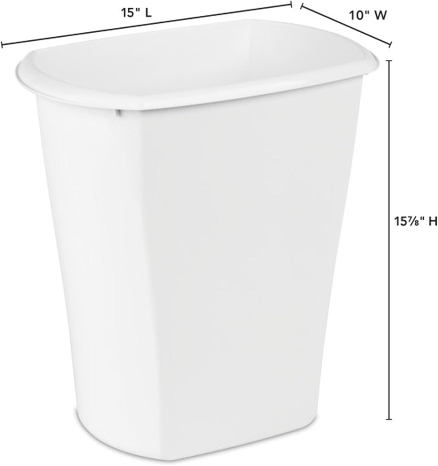 imageSterilite 55 Gallon Rectangular Wastebasket Opentop Medium Sized Trash Can for the Bathroom Bedroom or Office White 6Pack