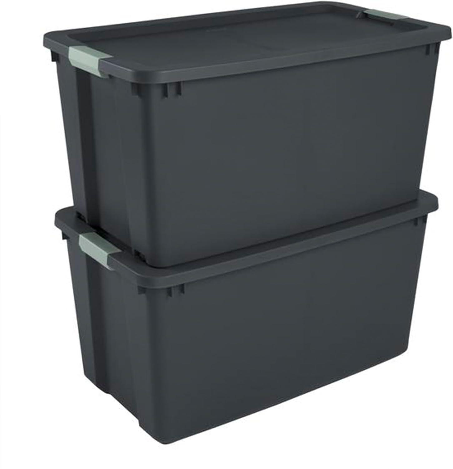 imageSterilite 6 Pack 20 Gallon Latch Tote Stackable Plastic Storage Bin Container GrayGreen16