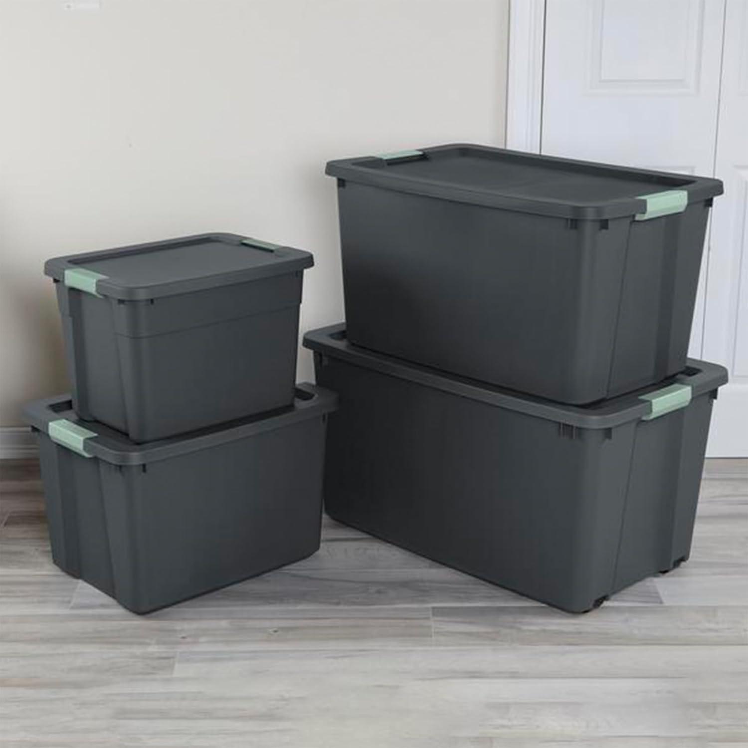 imageSterilite 6 Pack 20 Gallon Latch Tote Stackable Plastic Storage Bin Container GrayGreen18