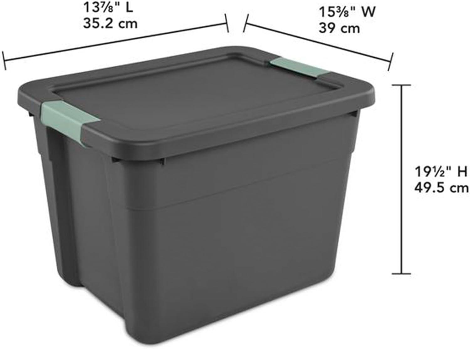 imageSterilite 6 Pack 20 Gallon Latch Tote Stackable Plastic Storage Bin Container GrayGreen18