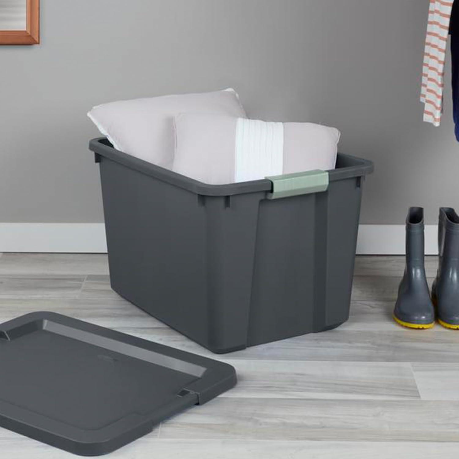 imageSterilite 6 Pack 20 Gallon Latch Tote Stackable Plastic Storage Bin Container GrayGreen24