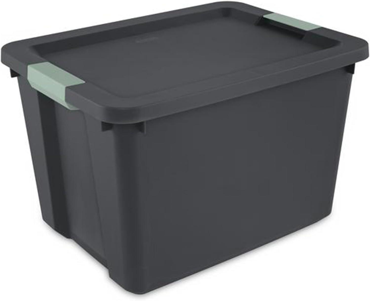 imageSterilite 6 Pack 20 Gallon Latch Tote Stackable Plastic Storage Bin Container GrayGreen6