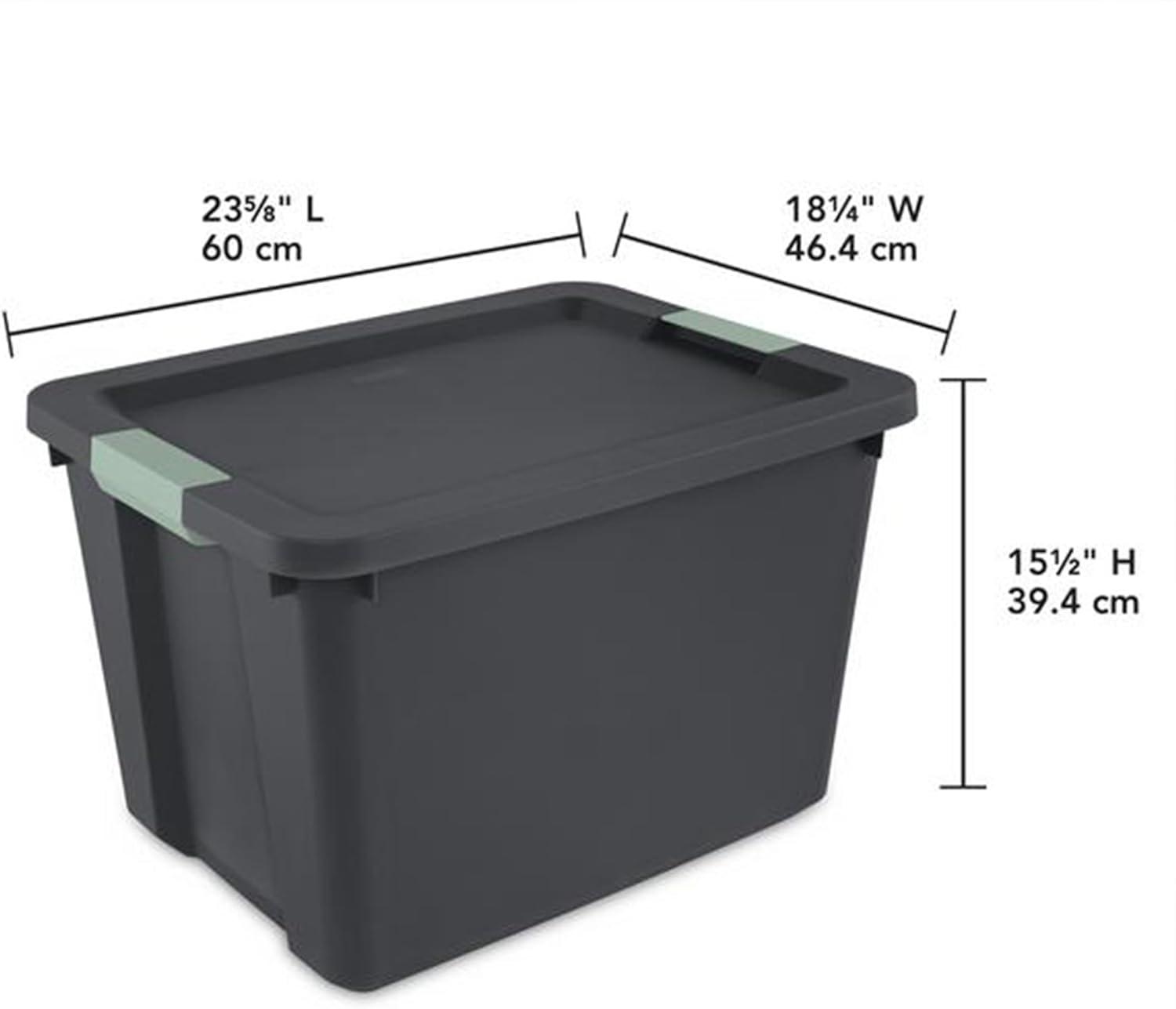 imageSterilite 6 Pack 20 Gallon Latch Tote Stackable Plastic Storage Bin Container GrayGreen6
