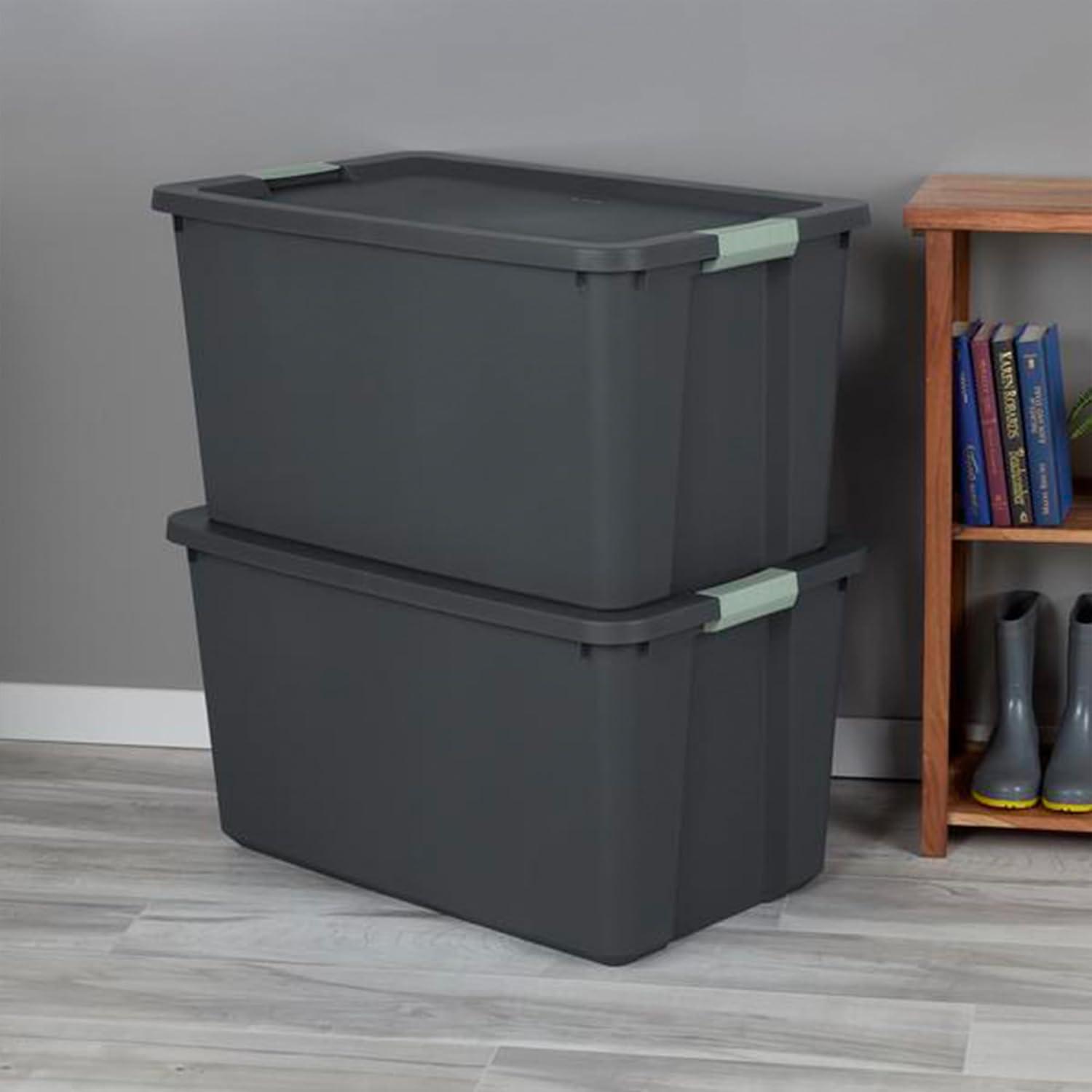 imageSterilite 6 Pack 20 Gallon Latch Tote Stackable Plastic Storage Bin Container GrayGreen8