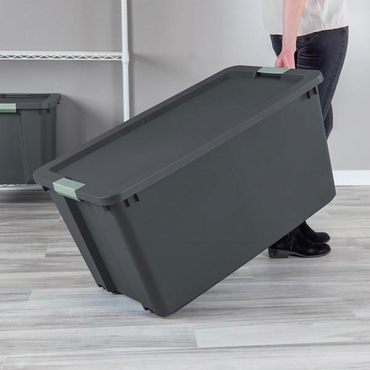 imageSterilite 6 Pack 20 Gallon Latch Tote Stackable Plastic Storage Bin Container GrayGreen8