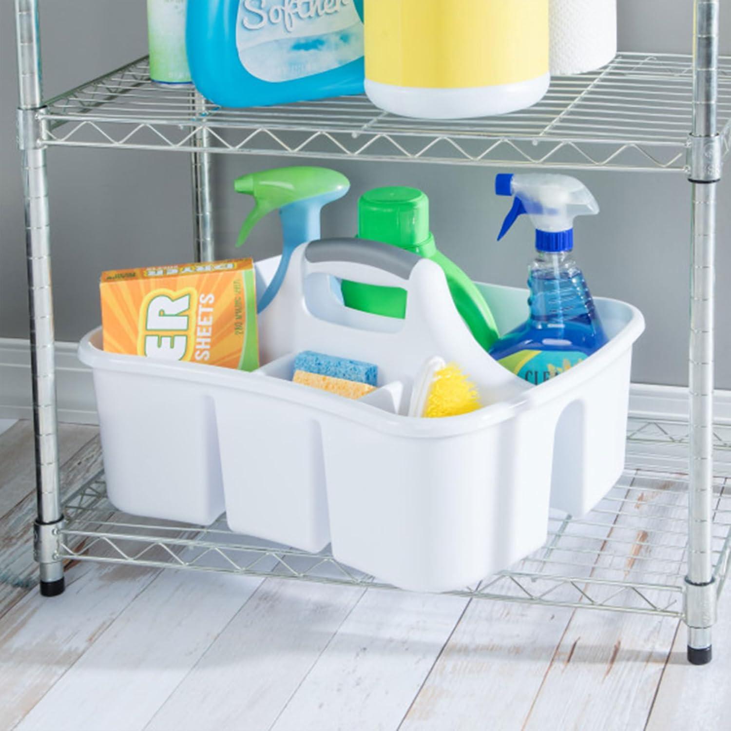 imageSterilite 6 Pack Divided Ultra Caddy Plastic Portable Storage to Hold Bathroom and Cleaning Supplies White 5 Large Compartment Organizer12 Pack