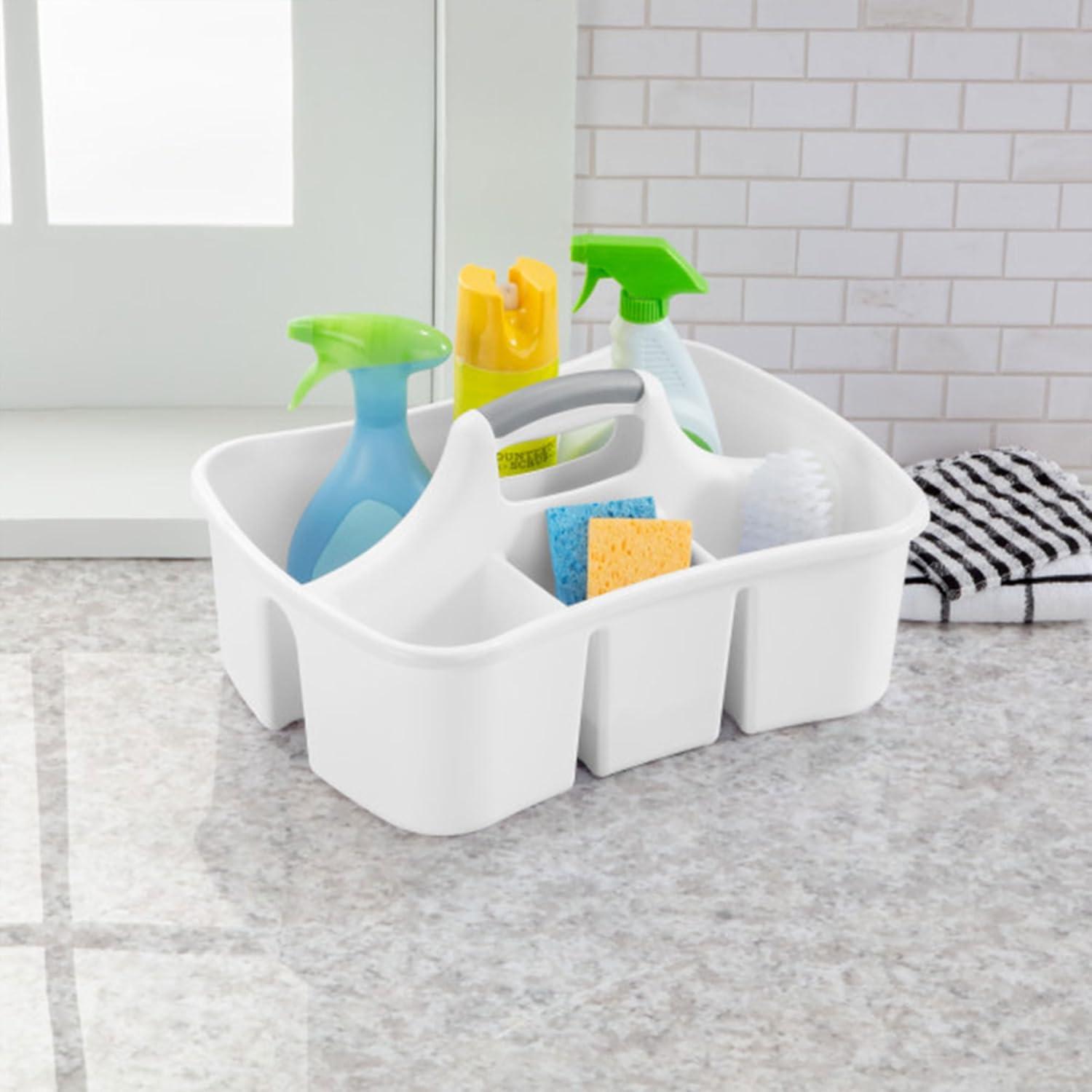 imageSterilite 6 Pack Divided Ultra Caddy Plastic Portable Storage to Hold Bathroom and Cleaning Supplies White 5 Large Compartment Organizer12 Pack