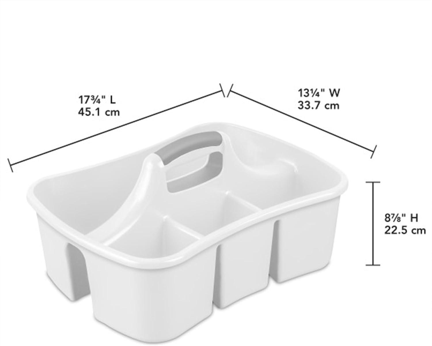 imageSterilite 6 Pack Divided Ultra Caddy Plastic Portable Storage to Hold Bathroom and Cleaning Supplies White 5 Large Compartment Organizer18 Pack