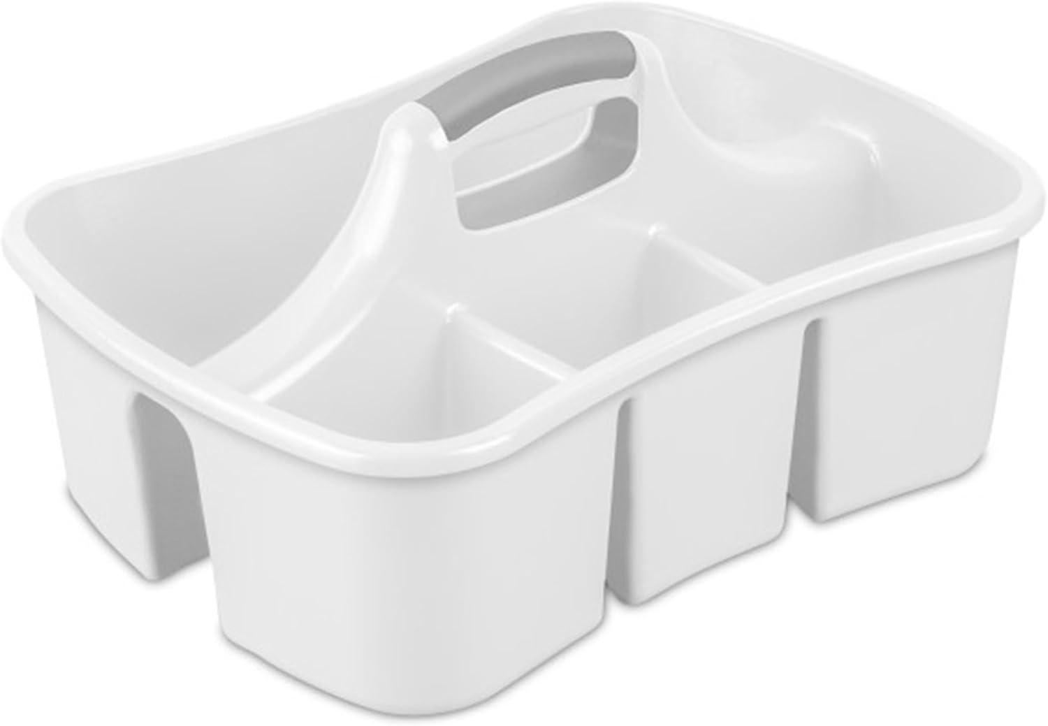 imageSterilite 6 Pack Divided Ultra Caddy Plastic Portable Storage to Hold Bathroom and Cleaning Supplies White 5 Large Compartment Organizer6 Pack