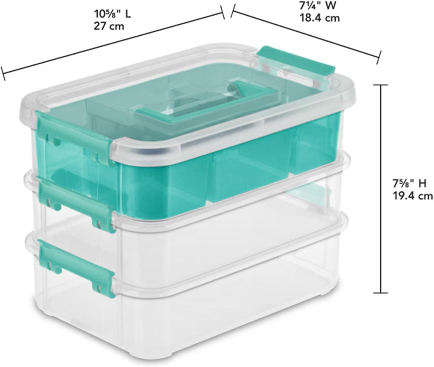 imageSterilite 6 Pack Plastic Storage Box Container 3 Layer Stack and Carry ClearBlue18 Pack