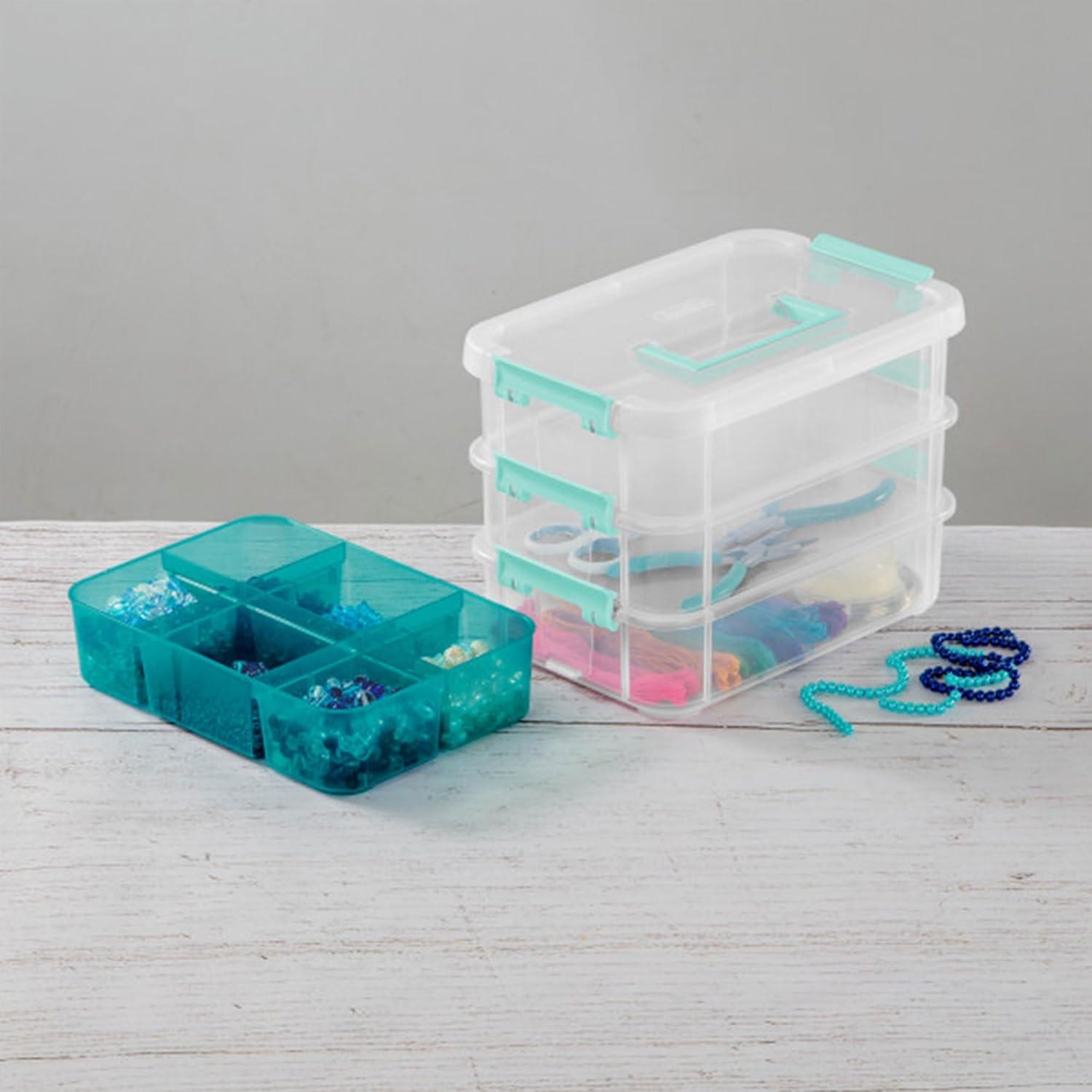 imageSterilite 6 Pack Plastic Storage Box Container 3 Layer Stack and Carry ClearBlue24 Pack