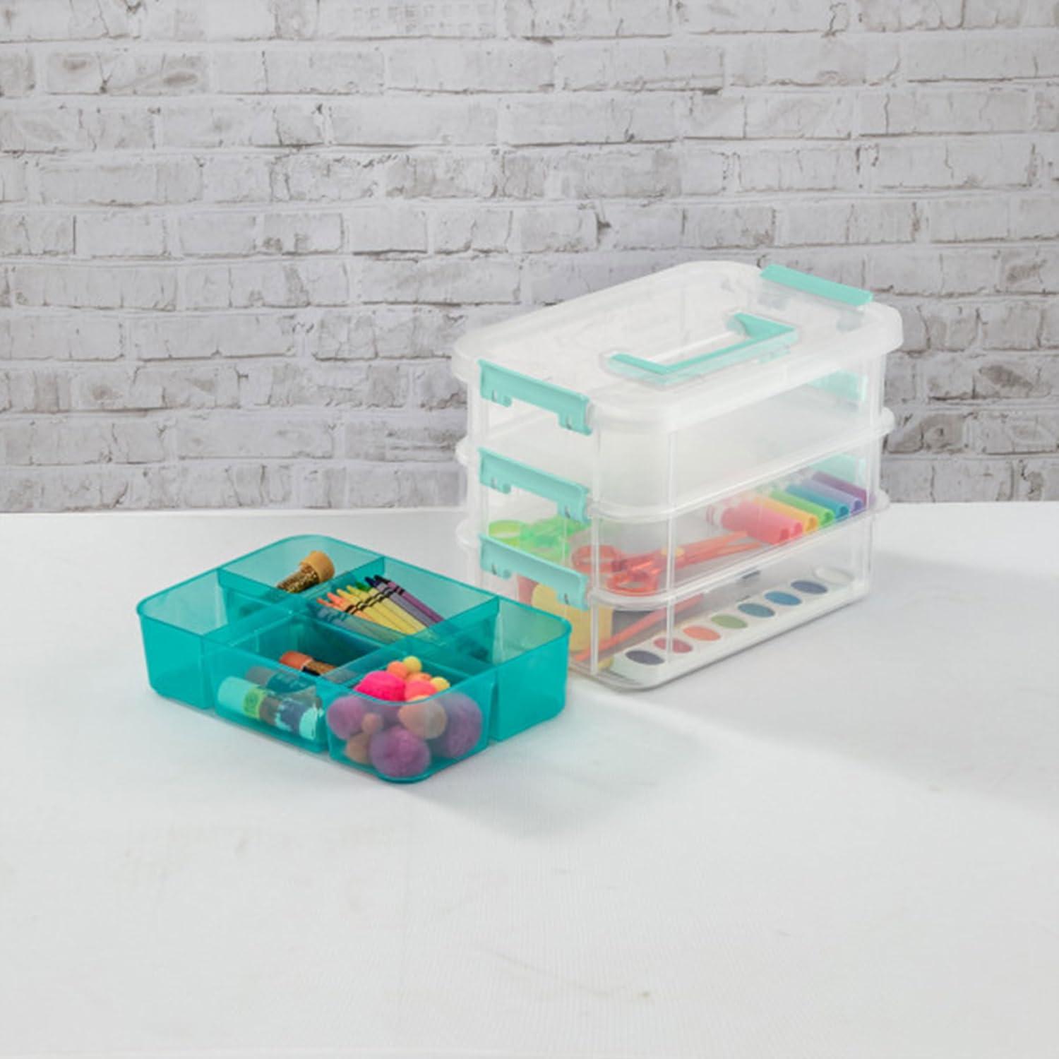 imageSterilite 6 Pack Plastic Storage Box Container 3 Layer Stack and Carry ClearBlue6 Pack