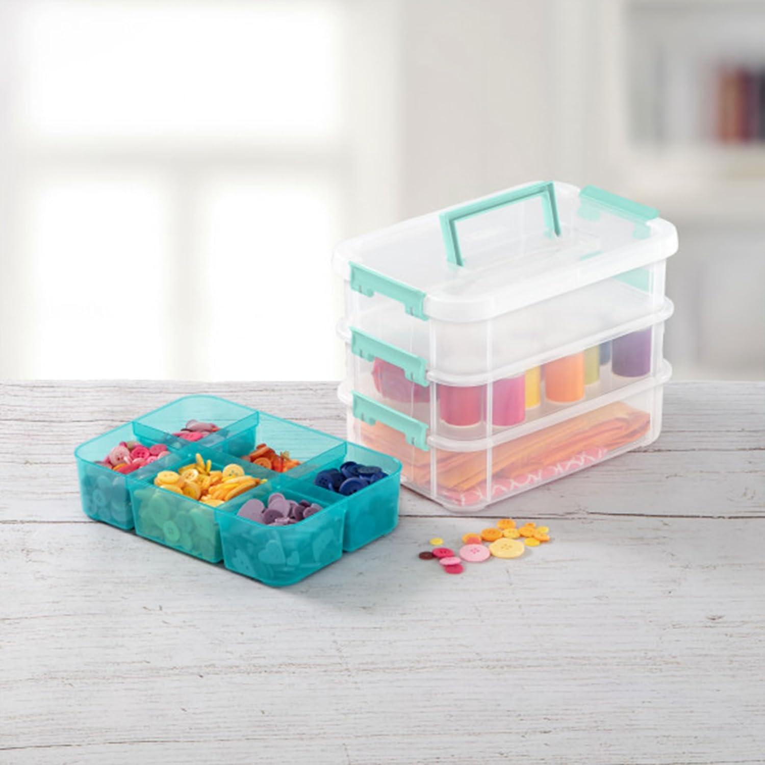 imageSterilite 6 Pack Plastic Storage Box Container 3 Layer Stack and Carry ClearBlue6 Pack