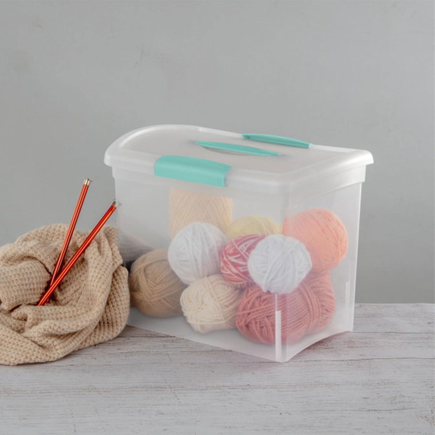 imageSterilite 6 Pack Stackable Storage Bin with Latch Lid Medium Nesting ShowOffs ClearLarge