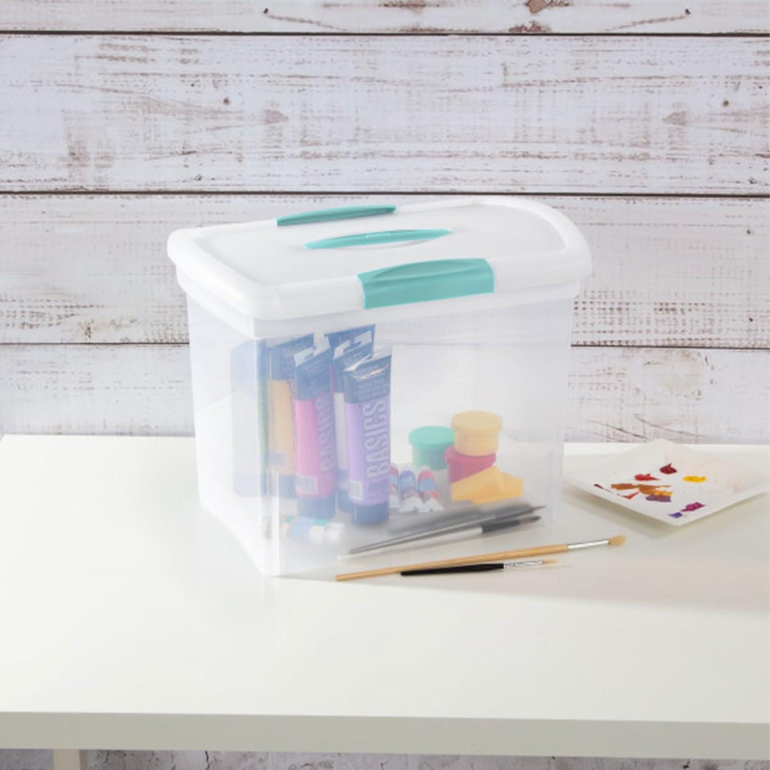 imageSterilite 6 Pack Stackable Storage Bin with Latch Lid Medium Nesting ShowOffs ClearLarge