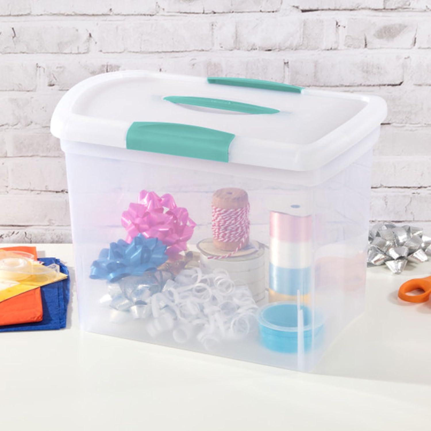 imageSterilite 6 Pack Stackable Storage Bin with Latch Lid Medium Nesting ShowOffs ClearLarge