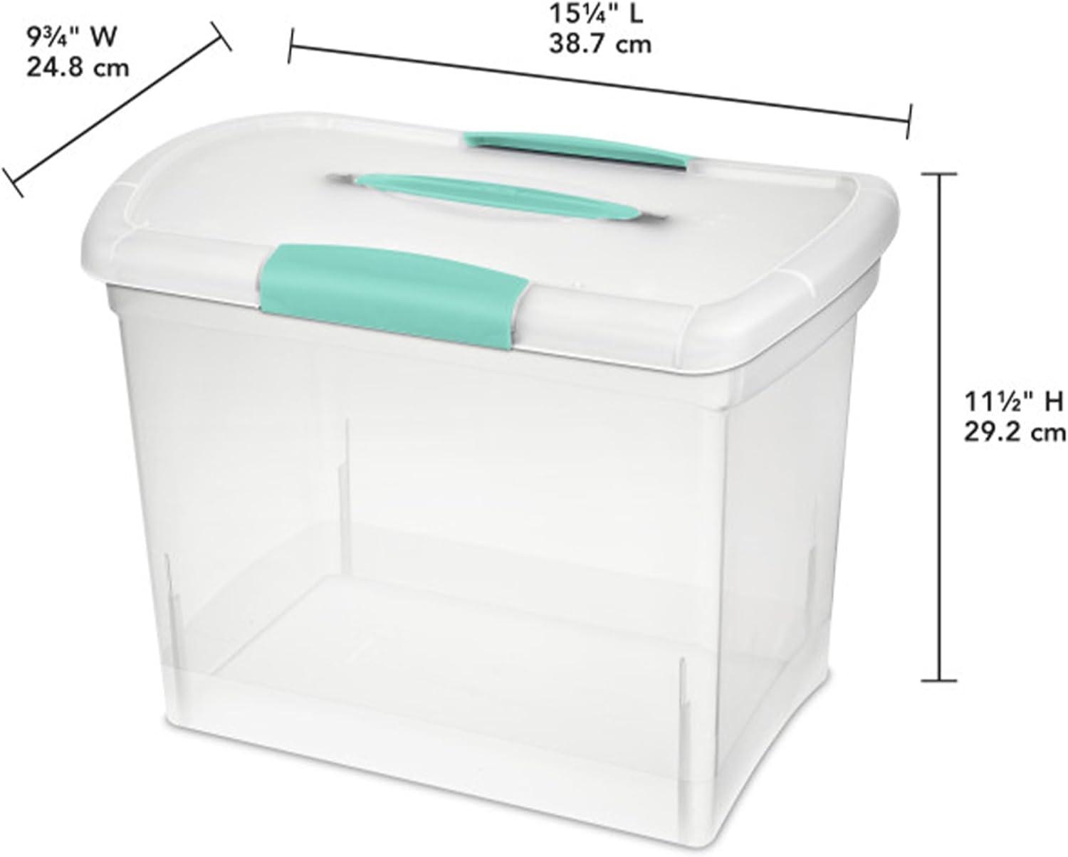 imageSterilite 6 Pack Stackable Storage Bin with Latch Lid Medium Nesting ShowOffs ClearLarge