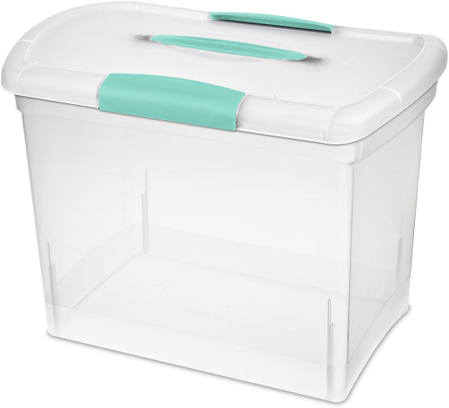 imageSterilite 6 Pack Stackable Storage Bin with Latch Lid Medium Nesting ShowOffs ClearLarge