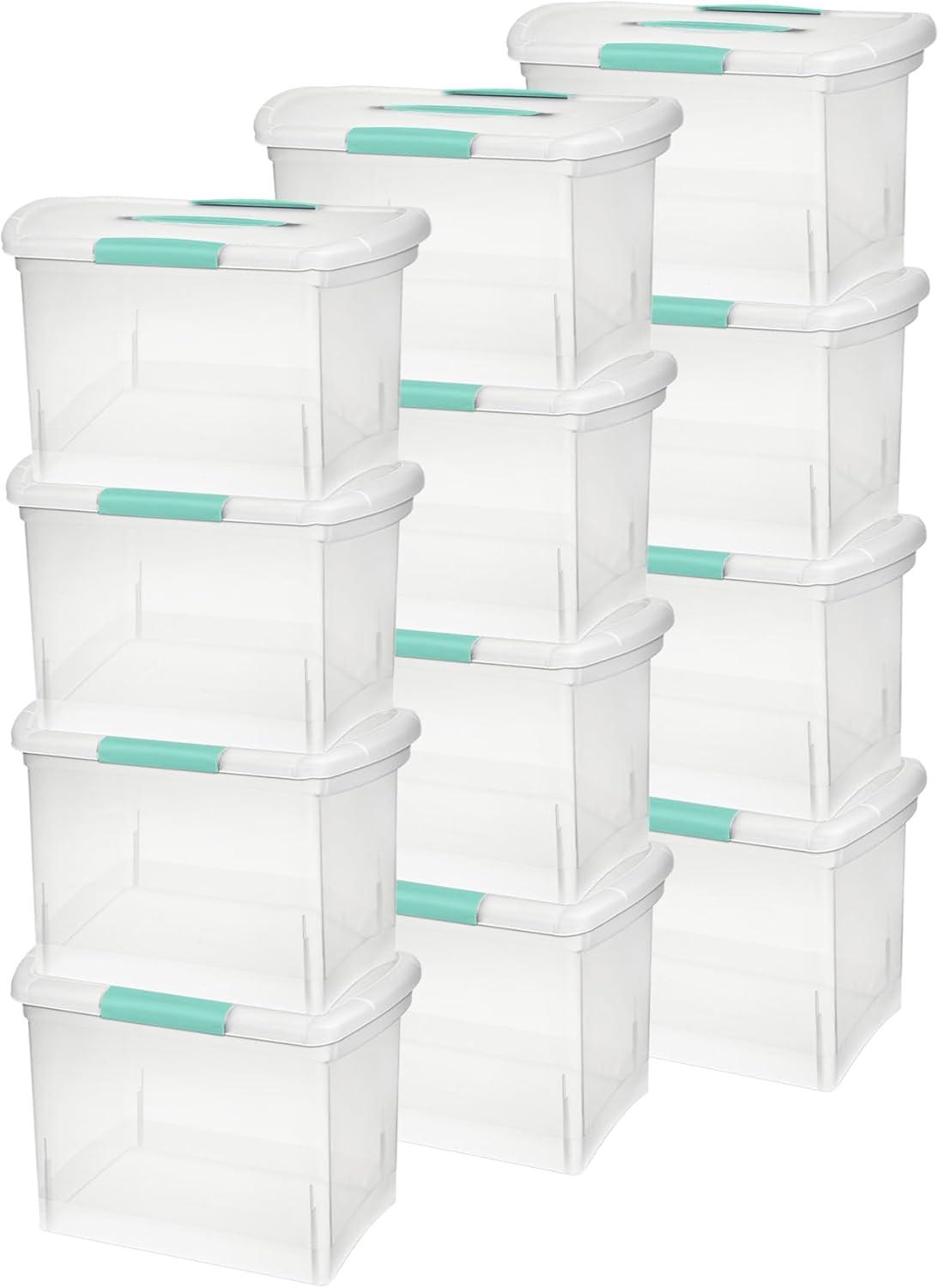 imageSterilite 6 Pack Stackable Storage Bin with Latch Lid Medium Nesting ShowOffs ClearLarge