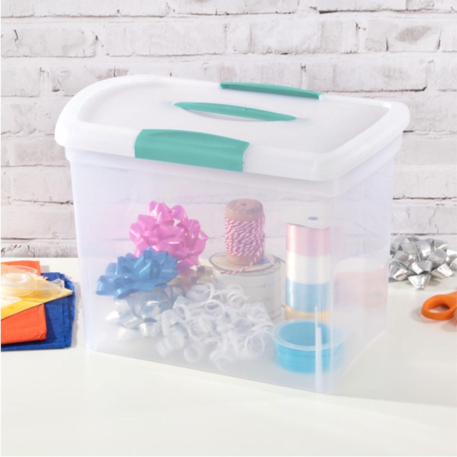 imageSterilite 6 Pack Stackable Storage Bin with Latch Lid Medium Nesting ShowOffs ClearLarge