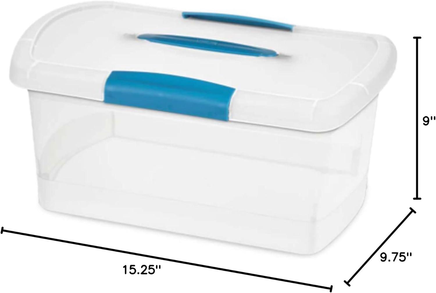 imageSterilite 6 Pack Stackable Storage Bin with Latch Lid Medium Nesting ShowOffs ClearMedium